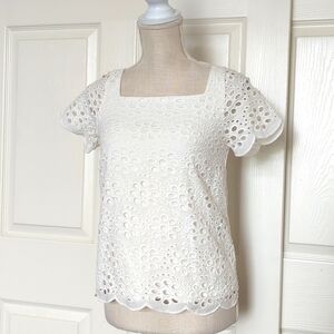 Cartolina Nantucket By Zoe Rosenberg Elegant White Eyelet Lace Top
